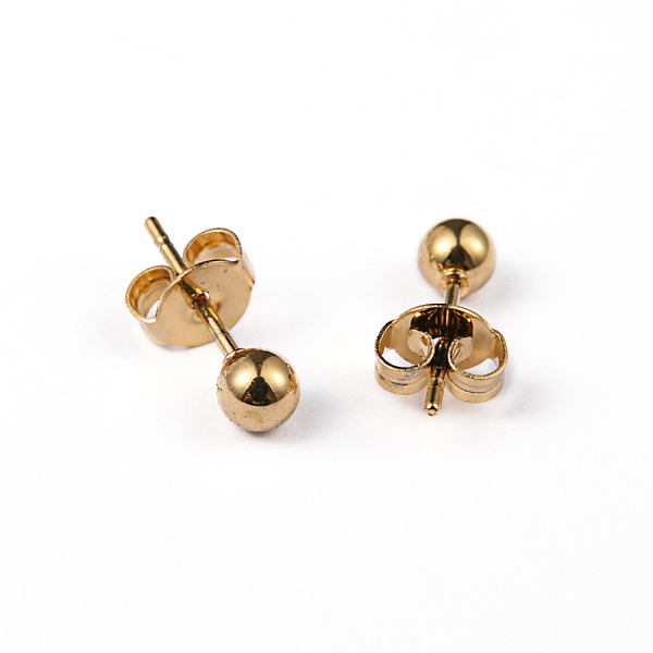 

PandaHall 304 Stainless Steel Ball Stud Earrings, Golden, 14x4mm, Pin: 0.8mm, 10pairs/board 304 Stainless Steel
