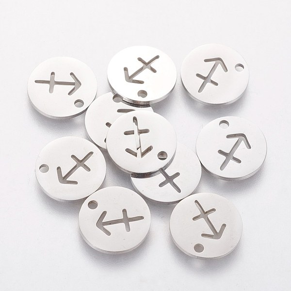 

PandaHall 304 Stainless Steel Charms, Flat Round with Constellation/Zodiac Sign, Sagittarius, 12x1mm, Hole: 1.5mm 304 Stainless Steel...
