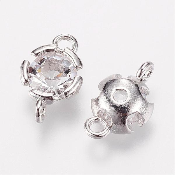 

PandaHall Brass Rhinestone Links connectors, Flower, Platinum, 14x9x5mm, Hole: 2mm Brass+Rhinestone Clear