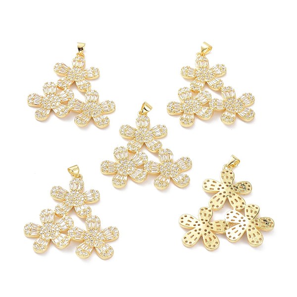 

PandaHall Brass Micro Pave Clear Cubic Zirconia Pendants, Long-Lasting Plated, Flower, Real 18K Gold Plated, 39x36x3.5mm, Hole: 4.5x3.5mm...