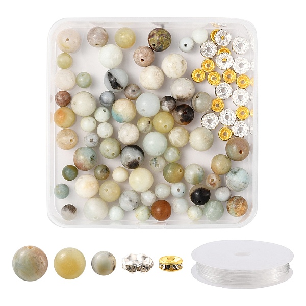 

PandaHall Natural Flower Amazonite Beads Bracelet DIY Making Kit, Including Round Natural Flower Amazonite Beads, Rondelle Iron Rhinestone...