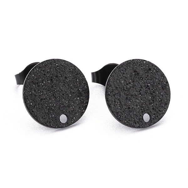 

PandaHall 304 Stainless Steel Stud Earring Findings, with Ear Nuts/Earring Backs & Loop, Textured, Flat Round, Electrophoresis Black, 12x1mm...