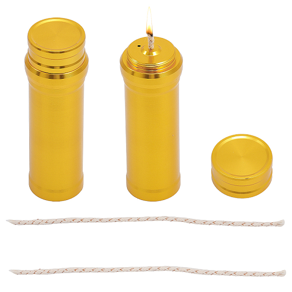 

PandaHall Aluminum Alloy Alcohol Burner, with Jute Wick, for Lab Supplies, Make Tea or Coffee, Golden, 30x92mm Aluminum Alloy Column