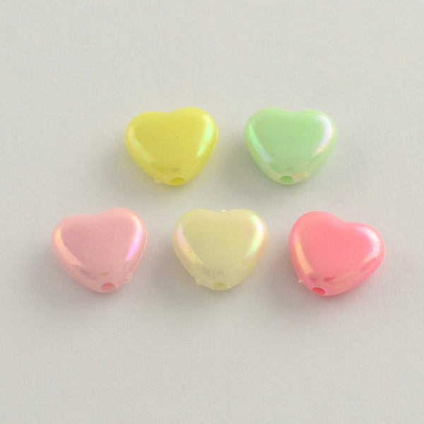 

PandaHall AB Color Plated Heart Acrylic Beads, Mixed Color, 11x12x5mm, Hole: 2mm, about 1100pcs/500g Acrylic Heart Multicolor