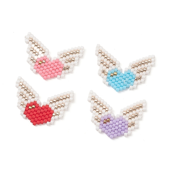 

PandaHall Handmade MIYUKI Japanese Seed Beads, Loom Pattern, Heart Wing, Mixed Color, 19x26x2mm Glass Wing Multicolor