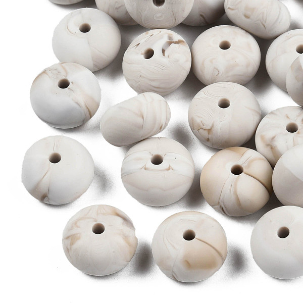 

PandaHall Food Grade Eco-Friendly Silicone Beads, Chewing Beads For Teethers, DIY Nursing Necklaces Making, Rondelle, WhiteSmoke, 14x8mm..., White