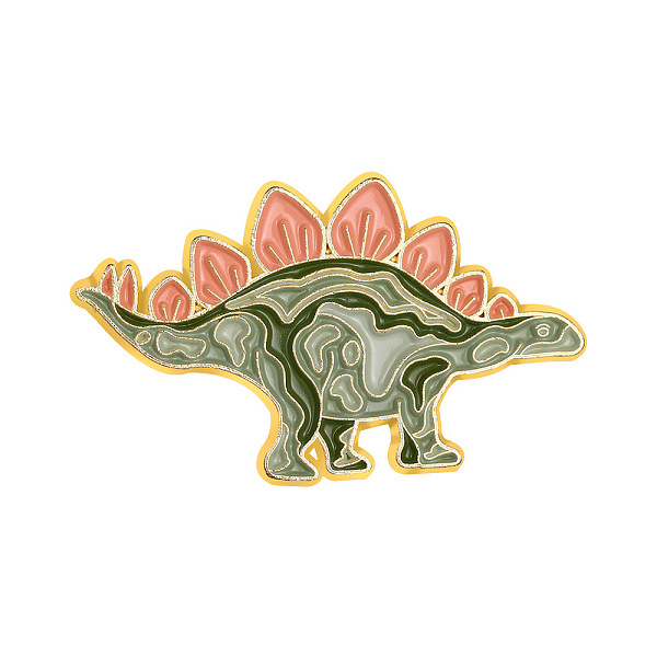 

PandaHall Dinosaur Theme Alloy Brooches, Enamel Lapel Pin, for Backpack Clothes, Golden, Stegosaurus Pattern, 15x33mm Alloy+Enamel Dinosaur