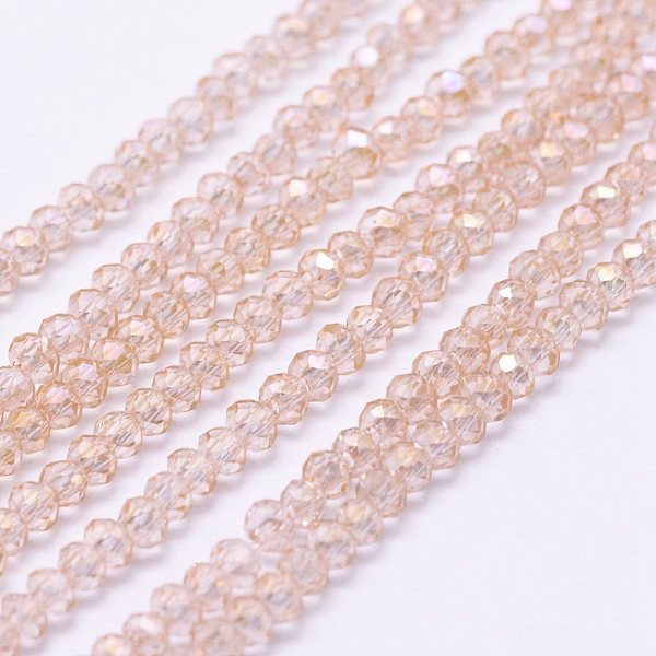

PandaHall Electroplate Glass Beads Strands, Full Rainbow Plated, Faceted, Rondelle, Lavender Blush, 2.5x1.5~2mm, Hole: 0.5mm, about..., Pink