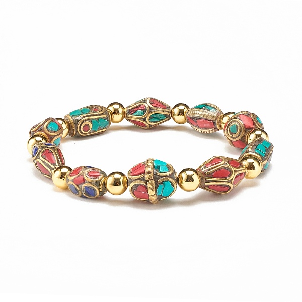 

PandaHall Ethnic Tribal Beaded Stretch Bracelet, Synthetic Coral & Turquoise Bracelet for Women, Colorful, Inner Diameter: 1-7/8 inch(4.7cm)...