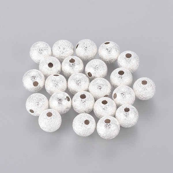 

PandaHall Brass Textured Beads, Cadmium Free & Lead Free, Round, Silver Color Plated, 8mm, Hole: 1.5~2mm Brass Round