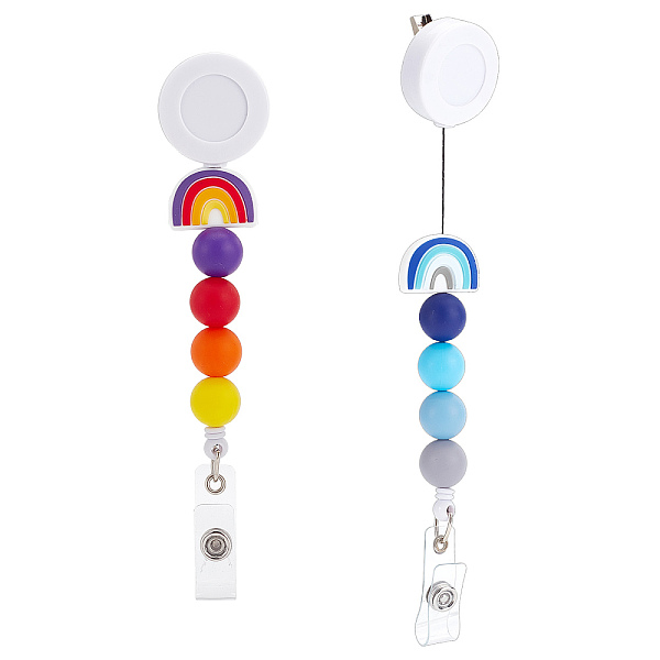 

PandaHall CHGCRAFT 2Pcs 2 Styles ABS Plastic Retractable Badge Reel, Card Holders, with Iron Alligator Clips & Silicone Findings, Mixed..., Multicolor