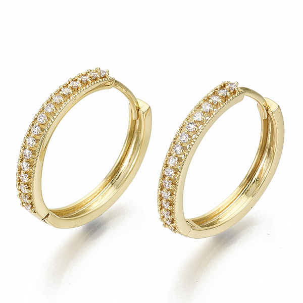 

PandaHall Brass Micro Pave Clear Cubic Zirconia Huggie Hoop Earrings, Nickel Free, Ring, Real 18K Gold Plated, 25.5x3.5mm, Pin: 1x1mm Brass...