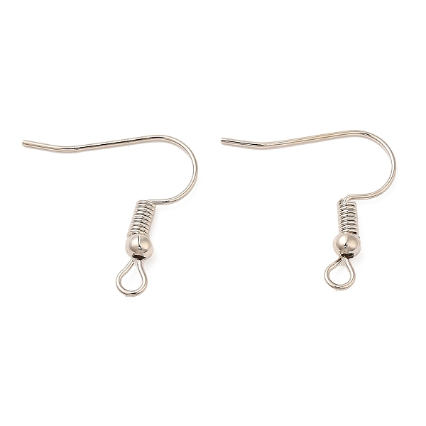 

PandaHall Brass Earring Hooks, French Hooks with Coil and Ball, Platinum, 21 Gauge, 20x3mm, Hole: 2mm, Pin: 0.7mm Brass