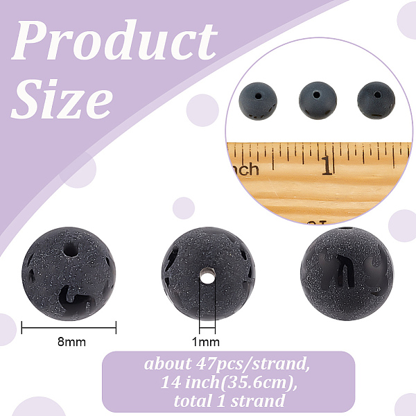 

PandaHall OLYCRAFT 47pcs 8mm Natural Black Agate Beads Strand Frosted Gemstone Round Loose Beads Energy Stone Beads for Jewelry Making - 14...