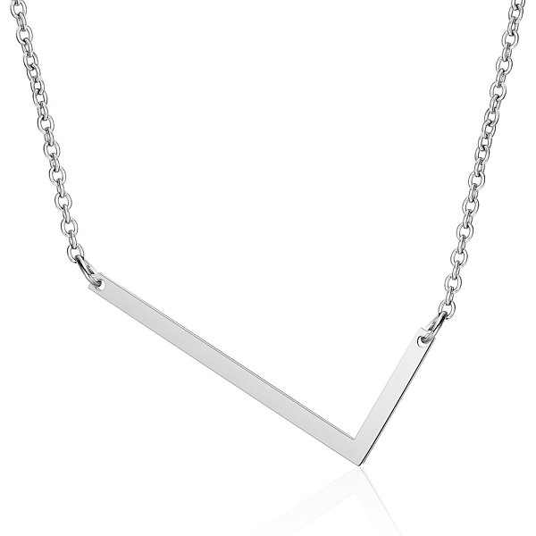 

PandaHall 201 Stainless Steel Initial Pendants Necklaces, with Cable Chains, Letter, Letter.L, 17.3~18.3 inch(44~46.5cm)x1.5mm, LetterL...