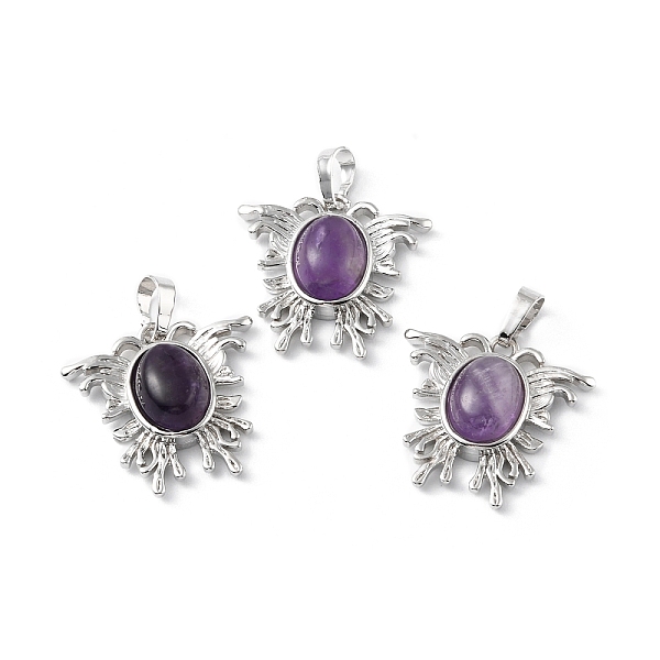 

PandaHall Natural Amethyst Pendants, with Rack Plating Brass Findings, Cadmium Free & Lead Free, Butterfly, 25~26x26.5~27x8~9mm, Hole...