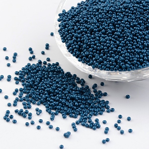

PandaHall 12/0 Grade A Baking Paint Glass Seed Spacer Beads, Steel Blue, 2x1.5mm, Hole: 0.7mm, about 2840pcs/50g Glass Blue