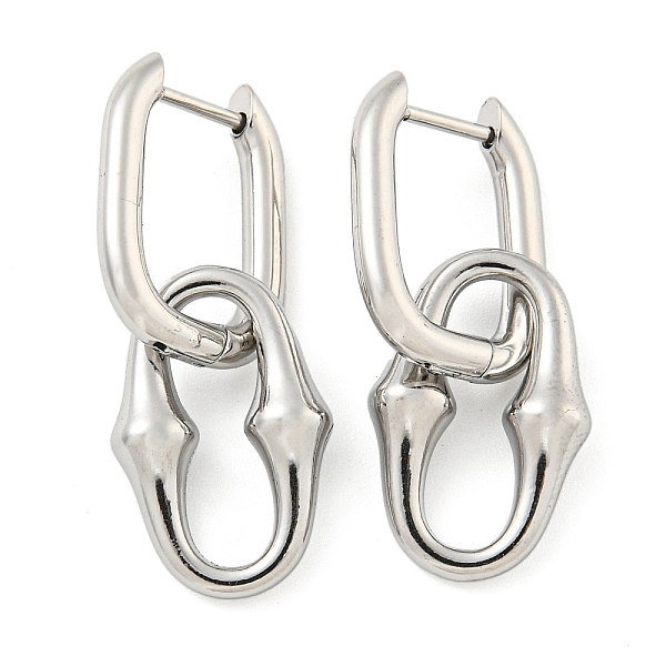 

PandaHall Oval 304 Stainless Steel Hoop Earrings, Dangle Earrings for Women, Stainless Steel Color, 31.5x12mm 304 Stainless Steel Oval