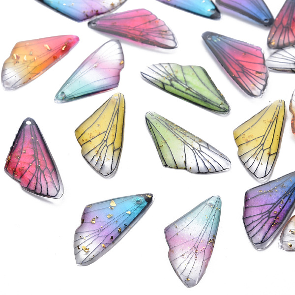 

PandaHall Transparent Resin Pendants, with Gold Foil, Insects Wing, Mixed Color, 24.5x11.5x2mm, Hole: 1mm Resin Wing Multicolor
