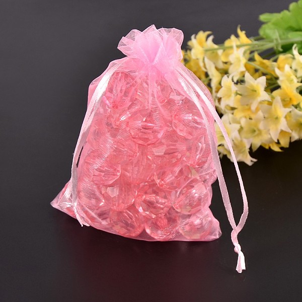 

PandaHall Organza Bags, Mother's Day Bags, Pink, about 7cm wide, 9cm long Organza Rectangle Pink