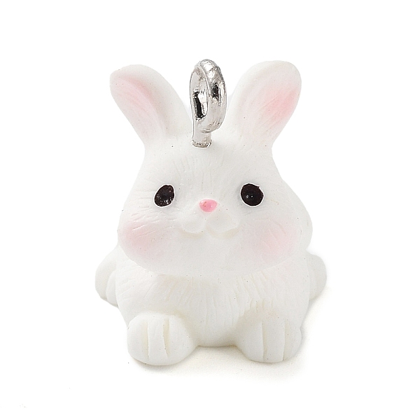 

PandaHall Opaque Resin Pendants, Animal Charms with Platinum Plated Iron Loops, Rabbit, 17.5x10.5x13mm, Hole: 1.8mm Iron+Resin Rabbit