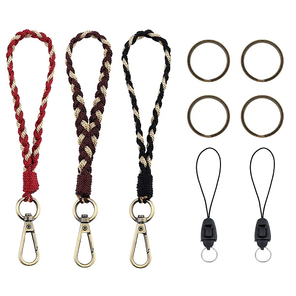 

PandaHall 3Pcs Boho Macrame Wristlet Keychain Keying, Handmade Braided Tassel Wrist Lanyard with Portable Anti-Lost Mobile Rope for Women..., Black