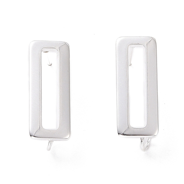 

PandaHall 201 Stainless Steel Stud Earring Findings, with Vertical Loop and 316 Stainless Steel Pin, Rectangle, 925 Sterling Silver Plated...