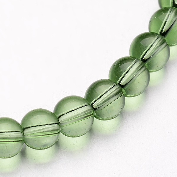 

PandaHall Glass Round Bead Strands, Light Green, 4mm, Hole: 1mm, about 75~80pcs/strand, 11 inch Glass Round Green