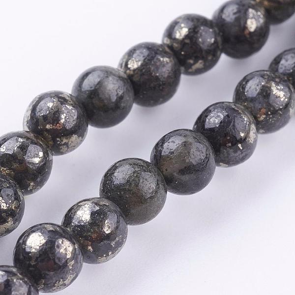 

PandaHall Natural Pyrite Beads Strands, Round, 6mm, Hole: 1mm, about 62pcs/strand, 16 inch Pyrite Round