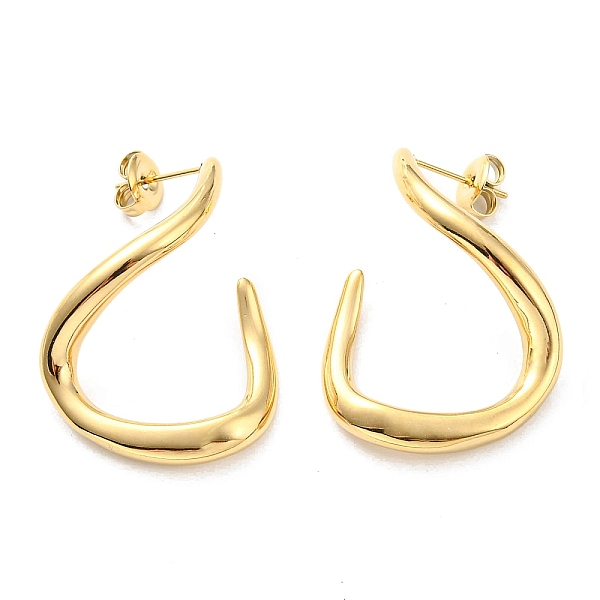 

PandaHall 304 Stainless Steel Twist Stud Earrings, Real 14K Gold Plated, 23x3.5mm 304 Stainless Steel Twist