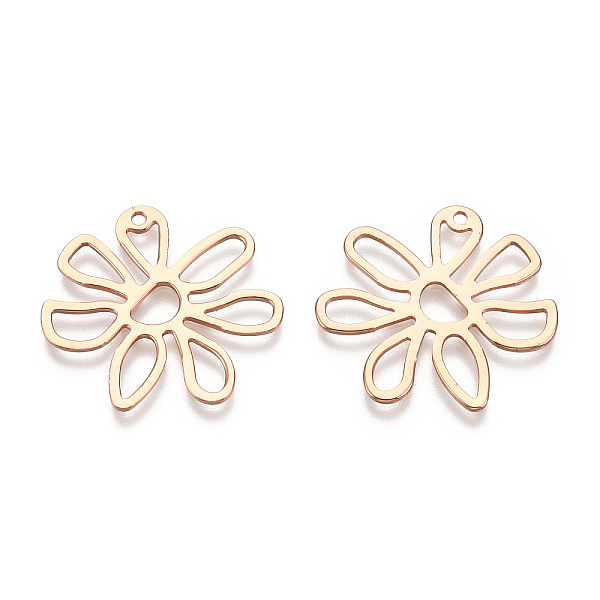 

PandaHall Eco-Friendly Iron Pendants, Flower, Cadmium Free & Nickel Free & Lead Free, Light Gold, 24.5x25x0.8mm, Hole: 1.5mm Iron Flower