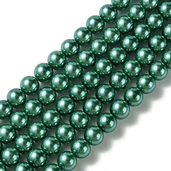 

PandaHall Eco-Friendly Dyed Glass Pearl Round Bead Strands, Cotton Cord Threaded, Dark Cyan, 8mm, Hole: 0.7~1.1mm, about 52pcs/strand, 15...