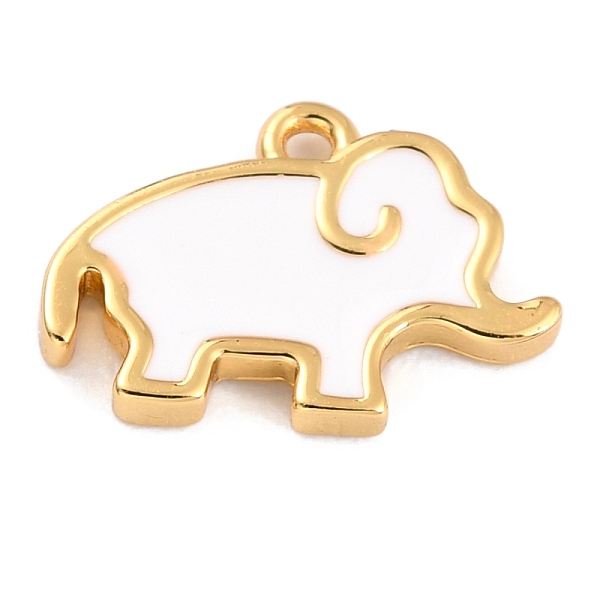 

PandaHall Golden Brass Enamel Pendants, Long-Lasting Plated, Elephant, White, 9.5x13x1.5mm, Hole: 1.2mm Brass+Enamel Elephant White