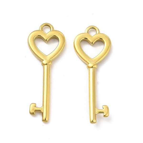

PandaHall Ion Plating(IP) 304 Stainless Steel Pendants, Heart Key Charm, Real 14K Gold Plated, 24x9x2mm, Hole: 1.6mm 304 Stainless Steel Key