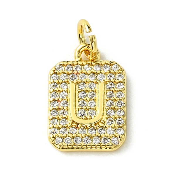 

PandaHall Rack Plating Brass Micro Pave Clear Cubic Zirconia Charms, Long-Lasting Plated, Lead Free & Cadmium Free, Rectangle with Letter...