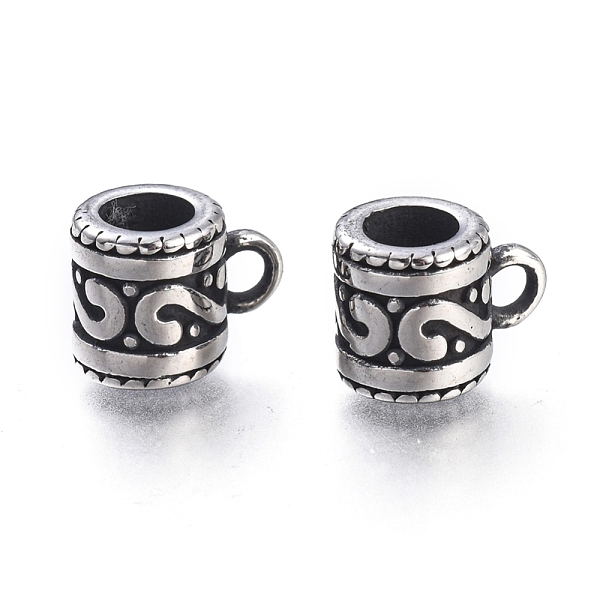 

PandaHall 304 Stainless Steel Tube Bails, Loop Bails, Bail Beads, Column, Antique Silver, 9.5x7x7.5mm, Hole: 1.8mm, Inner Diameter: 4mm 304...