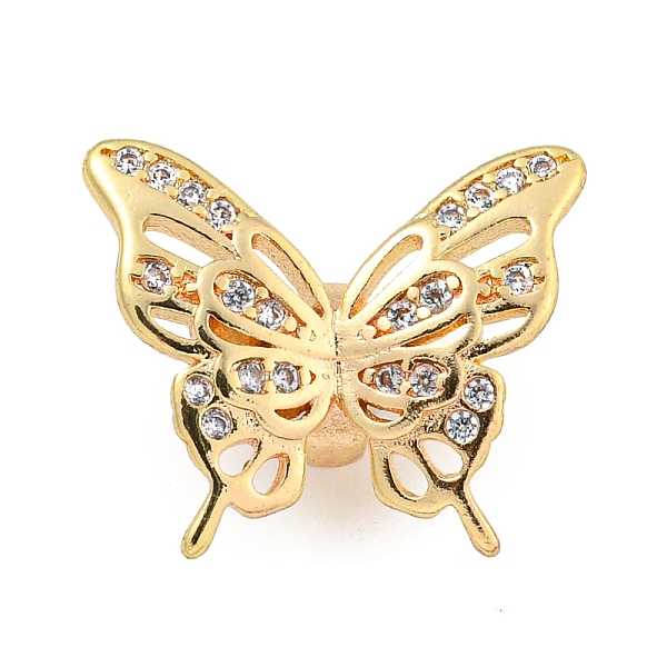 

PandaHall Brass Cubic Zirconia Beads, Long-Lasting Plated, Lead Free & Cadmium Free, Butterfly, Real 14K Gold Plated, 15x17x8mm, Hole: 3mm..., Clear