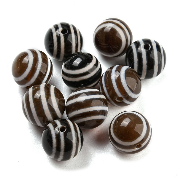 

PandaHall Tibetan Style dZi Beads, Natural Agate Beads, Dyed & Heated, Stripe Round Beads, Coconut Brown, 14mm, Hole: 1.6mm Tibetan Agate...