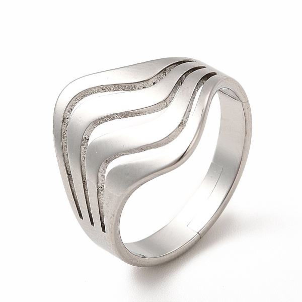 

PandaHall 304 Stainless Steel Wave Adjustable Ring for Women, Stainless Steel Color, US Size 6 1/4(16.7mm) 304 Stainless Steel