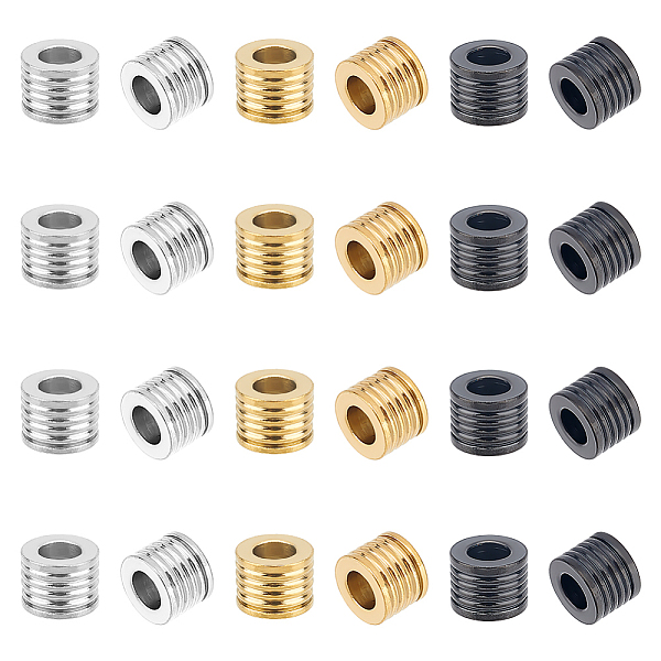 

PandaHall UNICRAFTALE 24pcs 3 Colors Column Spacer Beads Beads 4mm Inner Stainless Steel Grooved Tube Beads Large Hole Beads for Bracelet...
