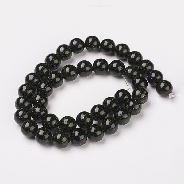 Synthetic Green Goldstone Beads Strands