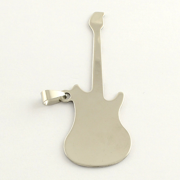 

PandaHall Guitar 201 Stainless Steel Stamping Blank Tag Big Pendants, with Snap on Bail, Stainless Steel Color, 70x25x1mm, Hole: 3mm 201...