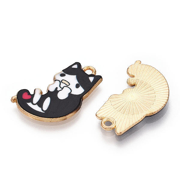 

PandaHall Rack Plating Alloy Pendants, Printed, Lead Free & Cadmium Free & Nickel Free, Cat Charm, Light Gold, Black, 21x14x2.5mm, Hole...