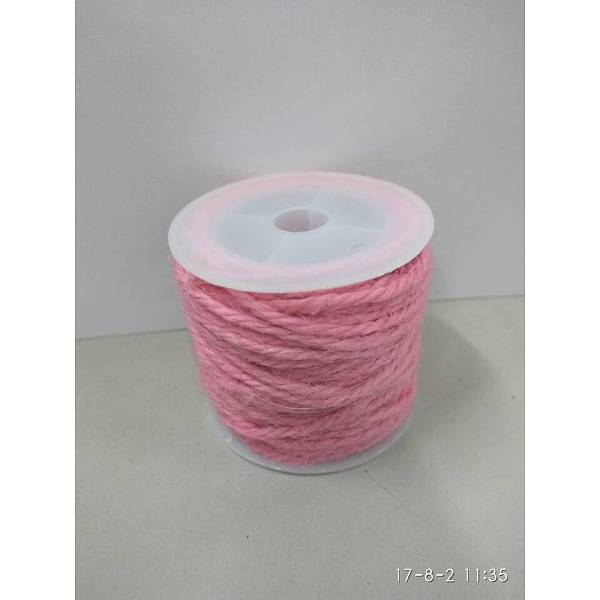 PandaHall Hemp Cord, Hemp String, Hemp Twine, for Jewelry Making, Pink, 2mm; 10m/roll Burlap Pink