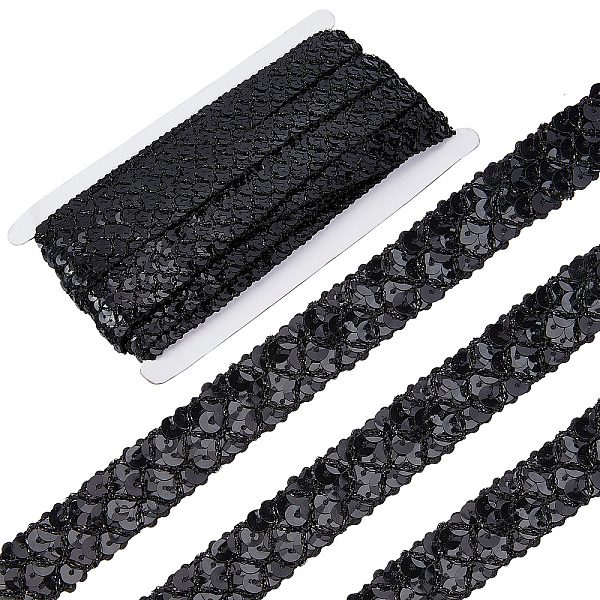 

PandaHall Plastic Paillette Beads, Sequins Beads, Ornament Accessories, 3 Rows Paillette Roll, Flat Round, Black, 20x1.2mm, 13m/card Plastic...