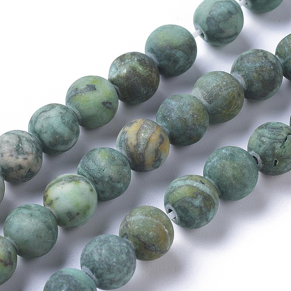 

PandaHall Natural China Silver Leaf Jasper Beads Strands, Dyed & Heated, Frosted, Round, Green, 8mm, Hole: 0.8mm, about 48pcs/strand, 14.57...