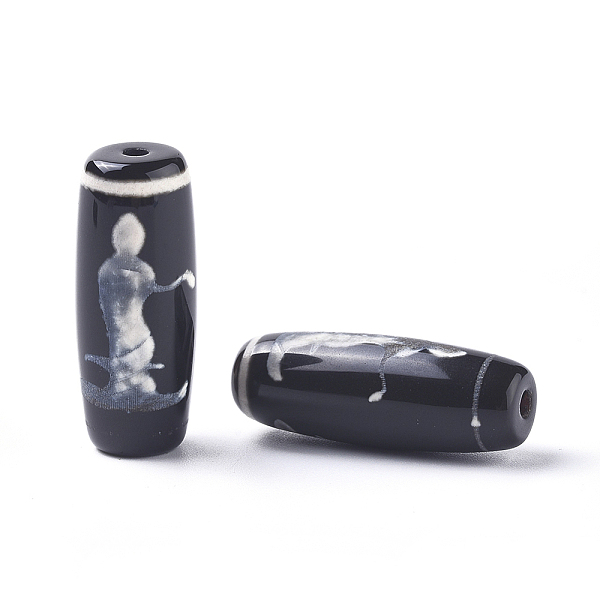 

PandaHall Tibetan Style Guanyin/ Goddess of Mercy Pattern dZi Beads, Natural Agate, Dyed & Heated, Rice, 29.5~31x10~12mm, Hole: 1.5~2.8mm...
