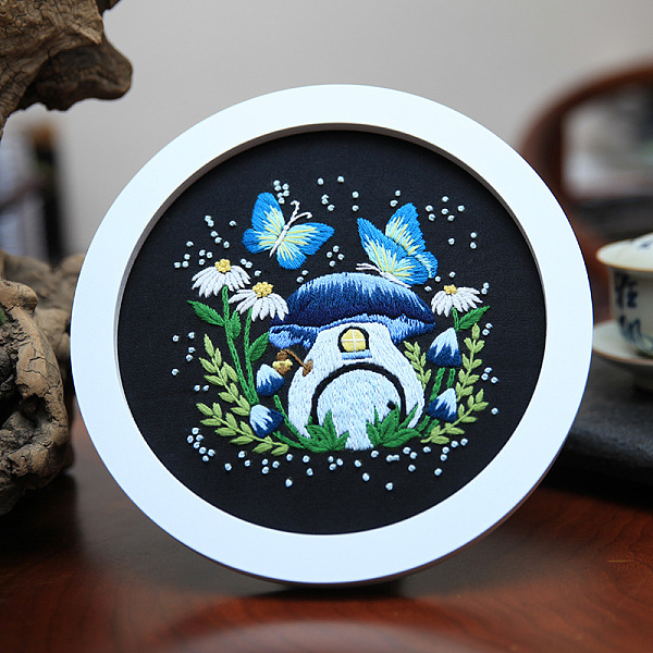 

PandaHall Mushroom DIY Embroidery Kits, Including Printed Cotton Fabric, Embroidery Thread & Needles, Plastic Embroidery Hoops, Deep Sky...