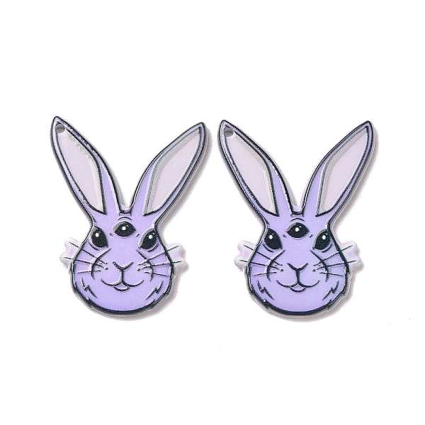 

PandaHall Printed Acrylic Pendants, Easter Theme, Rabbit Pattern, 42.5x31x2.5mm, Hole: 1.8mm Acrylic Rabbit Purple
