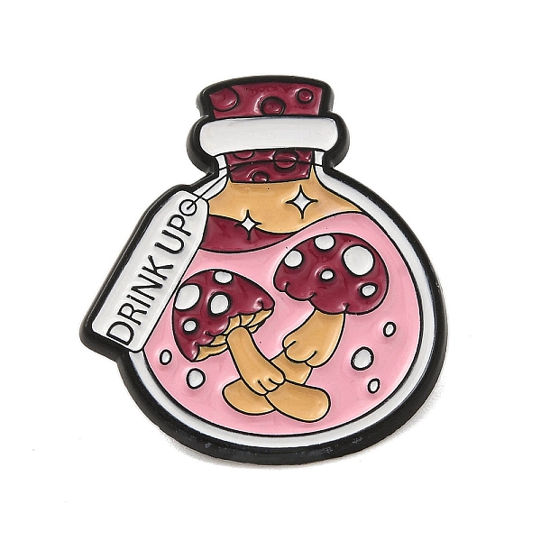

PandaHall Bottle Zinc Alloy Brooches, Enamel Pins, Black, Pink, 31x27.5x1.5mm Alloy+Enamel Bottle Pink